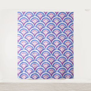 blue floral damask pattern tapestry