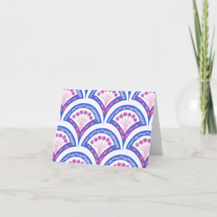 blue floral damask pattern thank you card