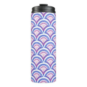 blue floral damask pattern thermal tumbler