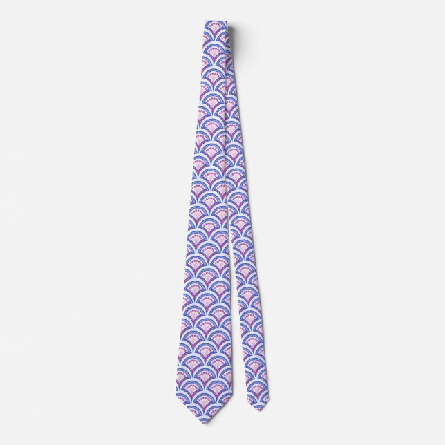 blue floral damask pattern  tie (Front)