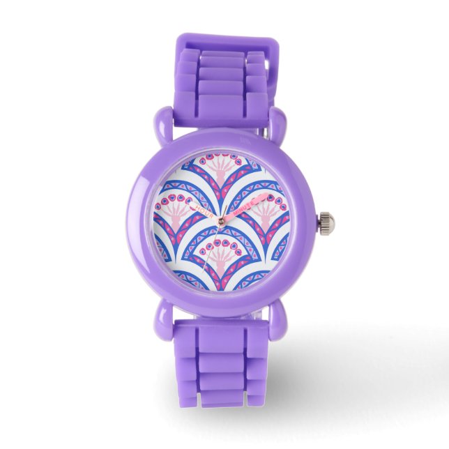 blue floral damask pattern  watch (Front)