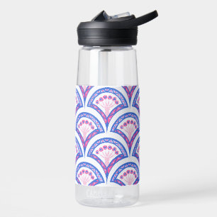 blue floral damask pattern water bottle