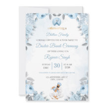 Blue Floral Dastar Bandi Ceremony Invitation