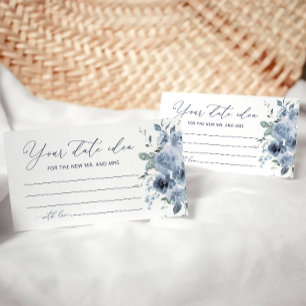 Blue Floral Date Night Ideas Bridal Shower Card