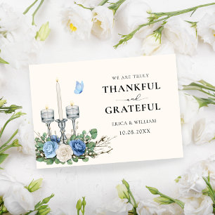 Blue Floral decoration candle Thank You Card