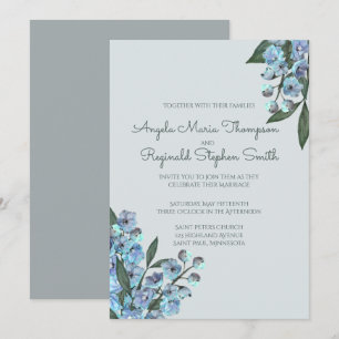 Blue Floral Delphinium Bouquet Invitation