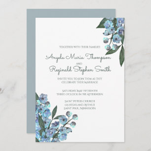 Blue Floral Delphinium Bouquet Invitation