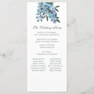 Blue Floral Delphinium Bouquet Program