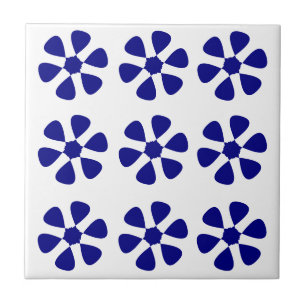 Blue Floral Design Ceramic Tile