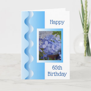 Blue Floral Design Personalised 65th Birthday Card