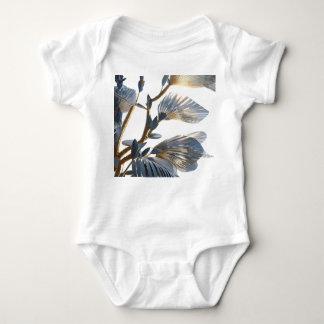 Blue Floral Design Plant Baby Bodysuit