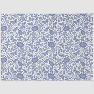 Blue floral design with birds and butterflies tissue paper