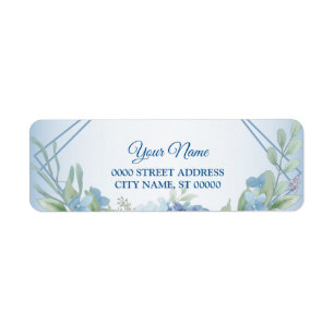 Blue Floral Dusty Vintage Wedding Return Address Label