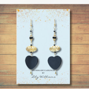 Blue Floral Earring Display Holder Card