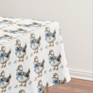 Blue Floral Easter Duck Tablecloth