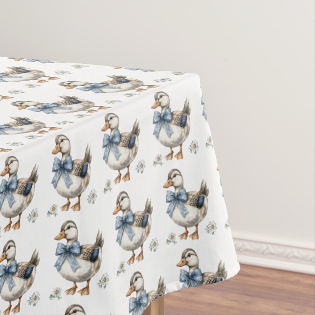 Blue Floral Easter Duck  Tablecloth (In Situ)