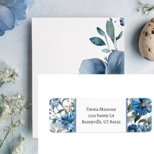 Blue Floral Easter Return Address Label