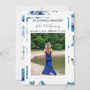 Blue floral edge funeral program
