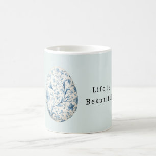 Blue Floral Egg  Coffee Mug