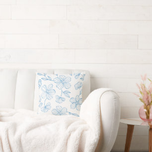 Blue Floral Elegance Pattern Cushion