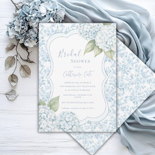 Blue Floral Elegant Blue Hydrangea Bridal Shower  Invitation