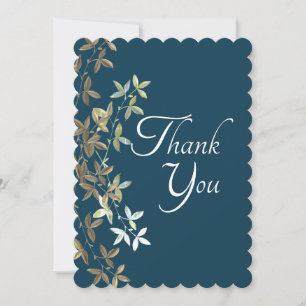 Blue Floral Elegant Simple Chic Stylish Thank You Card