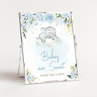 Blue Floral Elephant Baby Shower Babies are Sweet