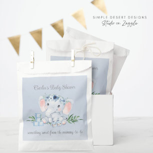 Blue Floral Elephant Boy Baby Shower Thank You Favour Bag