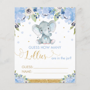 Blue Floral Elephant Guess How Many Lollies Game