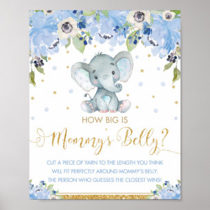 Blue Floral Elephant How Big is Mummy's Belly Game Poster