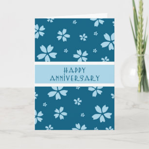 Blue Floral Employee Anniversary Card