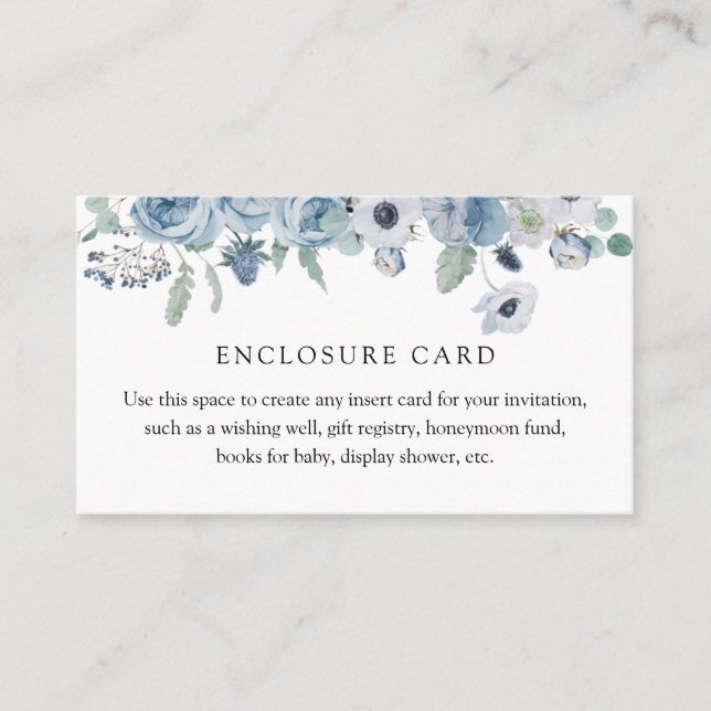 Blue Floral Enclosure Card (Front)