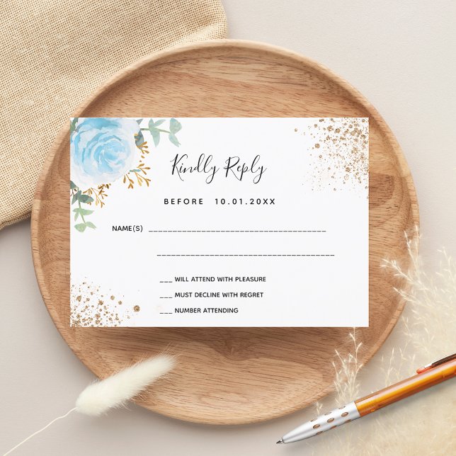 Blue floral eucalyptus baptism RSVP card (Creator Uploaded)