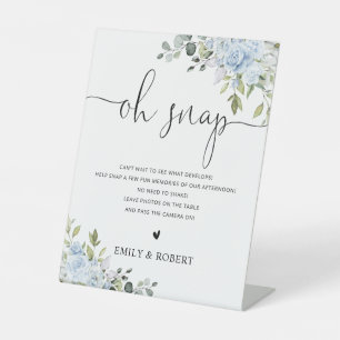 Blue Floral Eucalyptus Bridal Shower Oh Snap Sign