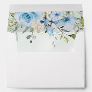 Blue floral eucalyptus elegant envelope