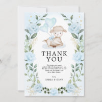 Blue Floral Eucalyptus Lamb Baby Sheep Shower