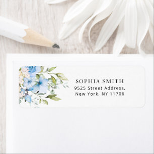 Blue floral eucalyptus return Address Label