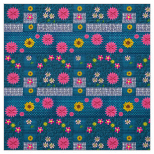 Blue Floral  Fabric