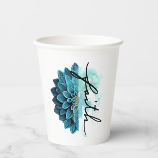 Blue Floral Faith Paper Cups