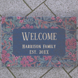 Blue Floral Family Name Established Welcome 