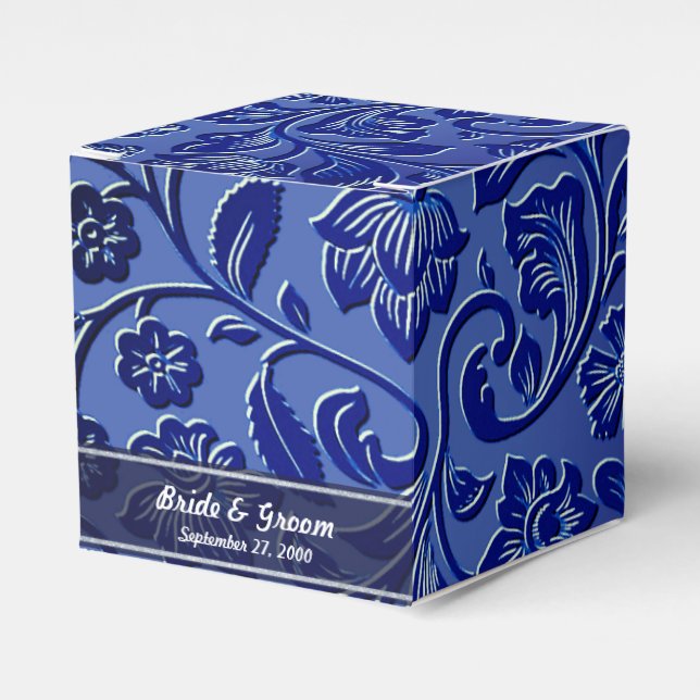 Blue Floral Favour Box (Front Side)