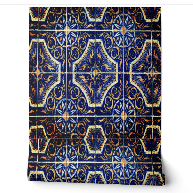 Blue floral flower wallpaper (Unrolling)