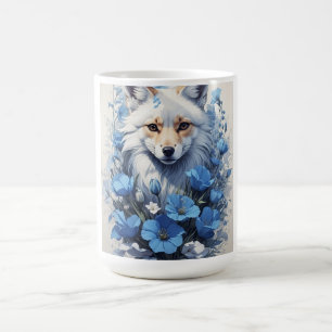 Blue Floral Fox Mug - Watercolor Fox Coffee Mug -