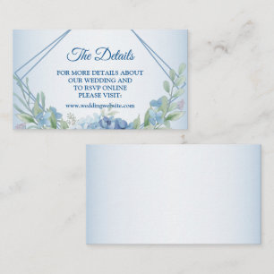 Blue Floral Frame Dusty Vintage Wedding Detail Enclosure Card