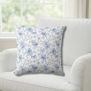 Blue Floral French Toile Cushion