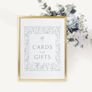 Blue floral French wedding cards gifts sign poster