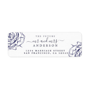Blue Floral Future Mr Mrs Wedding Return Address Return Address Label
