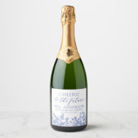 Blue Floral Future Mrs. Bridal Shower Wine Label
