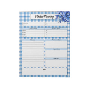 Blue Floral Gingham _ Clinical Planning Notepad