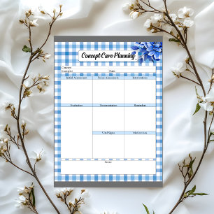 Blue Floral Gingham_ Concept Care Planning Notepad